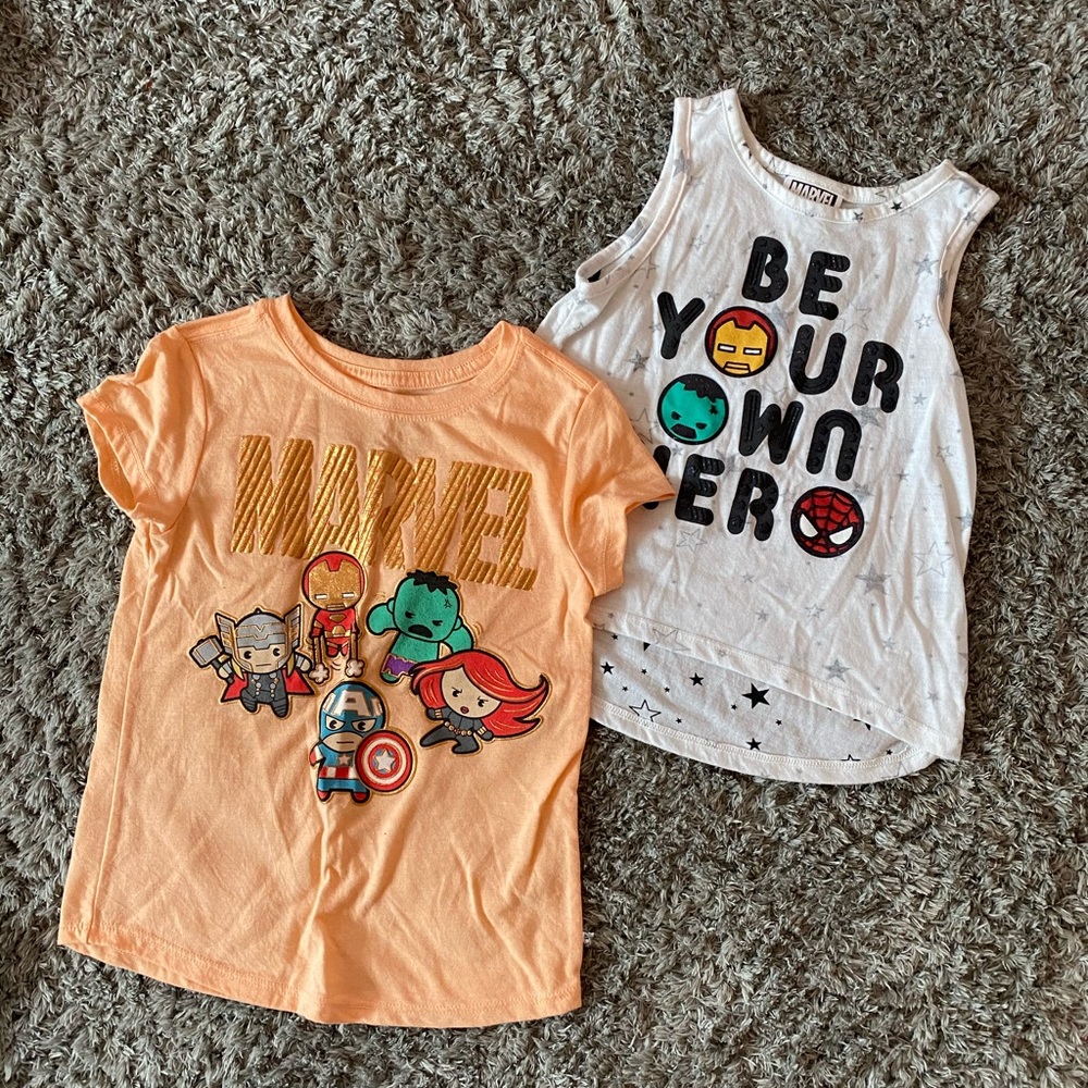 Little girls marvel super hero t-shirt bundle